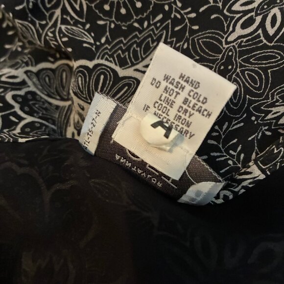 LOFT Women's Black White Silk Top S Floral Print - Picture 6 of 6